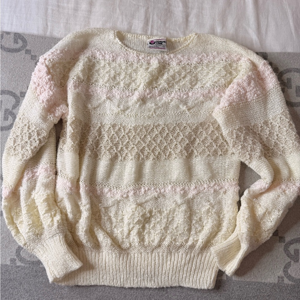 VTG Cozy Cream Sweater with pearls